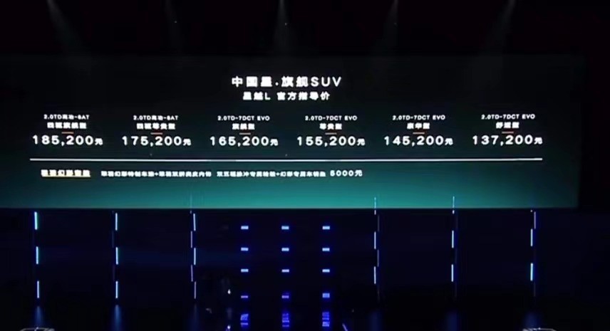 比预售价还便宜，星越L正式上市，13.72万元起售