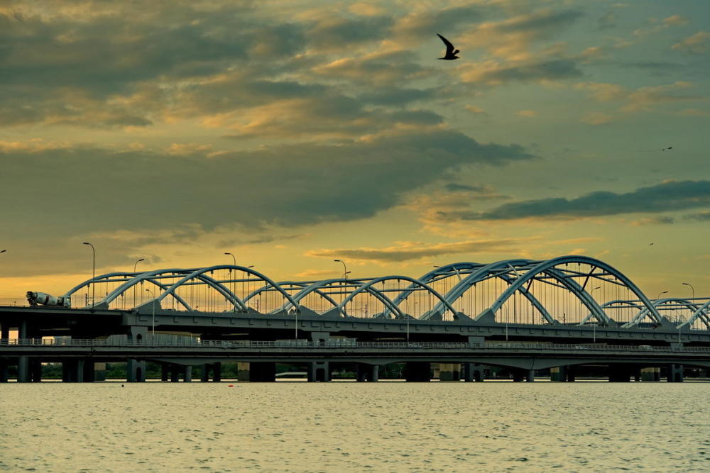 广运潭大桥黄昏什么样严建设