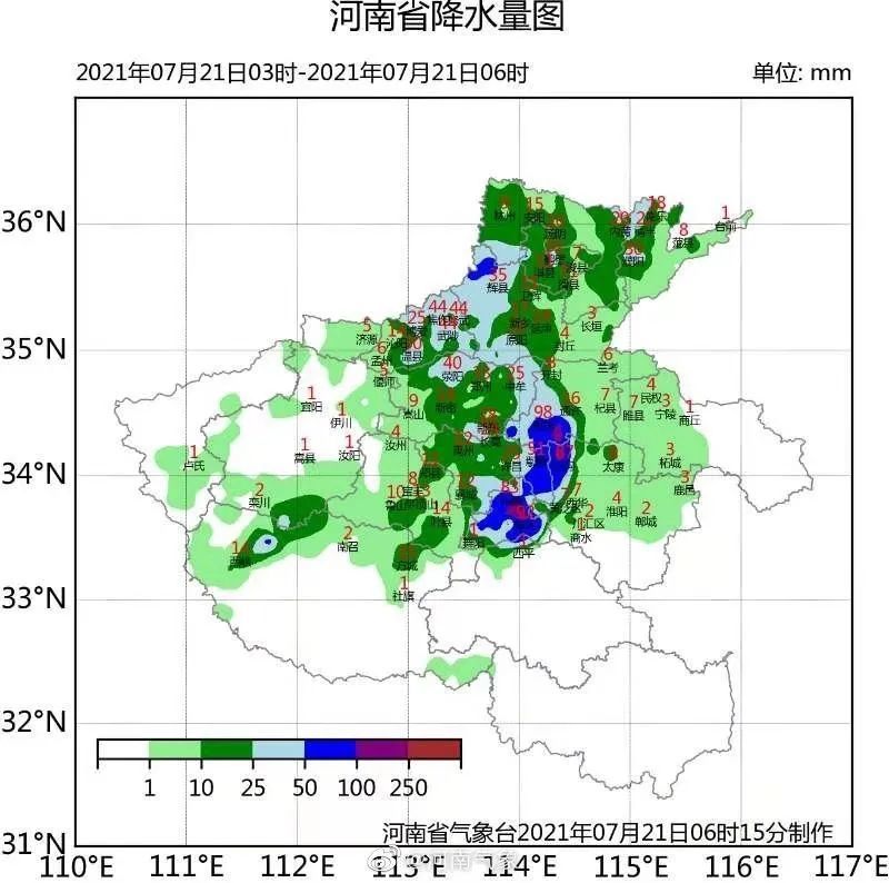 郑州降雨分布图图片