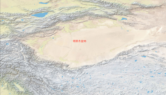 我們從塔里木盆地的地形圖中可以看到上文描述的情況,但是眼睛比較亮