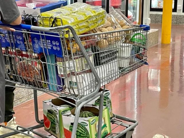 那么大的购物车……忽然,一辆满载商品的购物车从我身边路过.