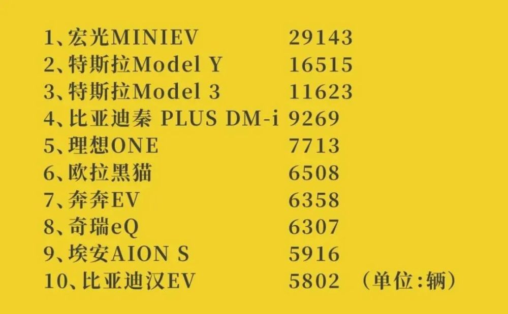2021年6月国内新能源汽车销量前十