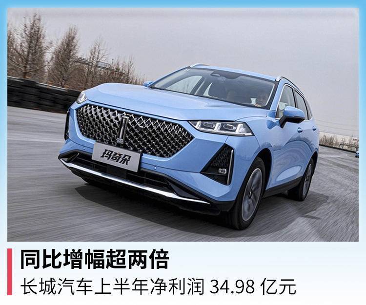 同比增幅超两倍，长城汽车上半年净利润 34.98 亿元