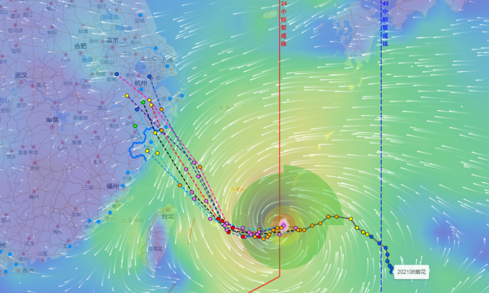 据中央气象台消息 烟花已经升级为14级强台风 根据温州台风网的图像