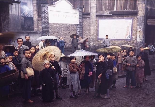 民國老照片1945年彩色膠捲拍攝的重慶香港風光