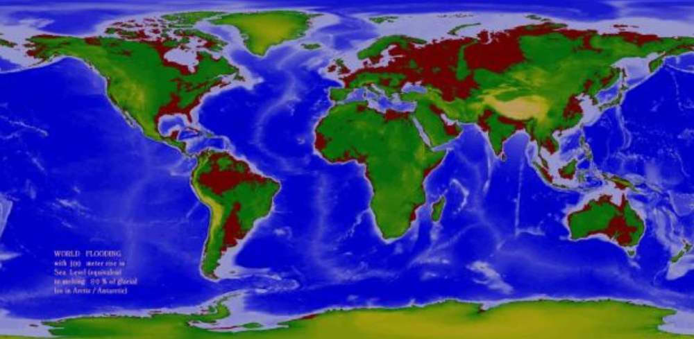 Карта затопления земли при повышении уровня океана