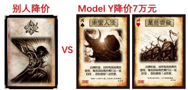 别人降价是打出一张杀,model y降价是打出万箭齐发   南蛮入侵