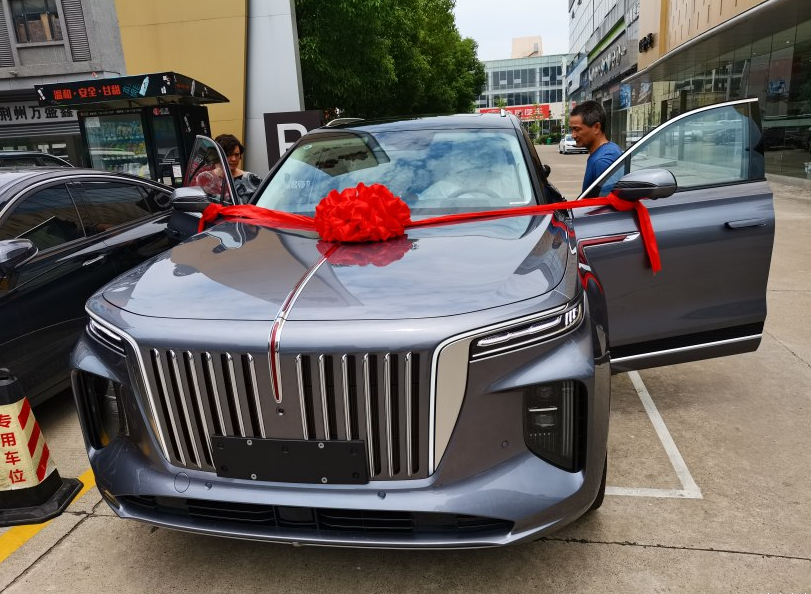 63万买红旗E-HS9，出门遇到奔驰GL450，车主随手拍下并列照片