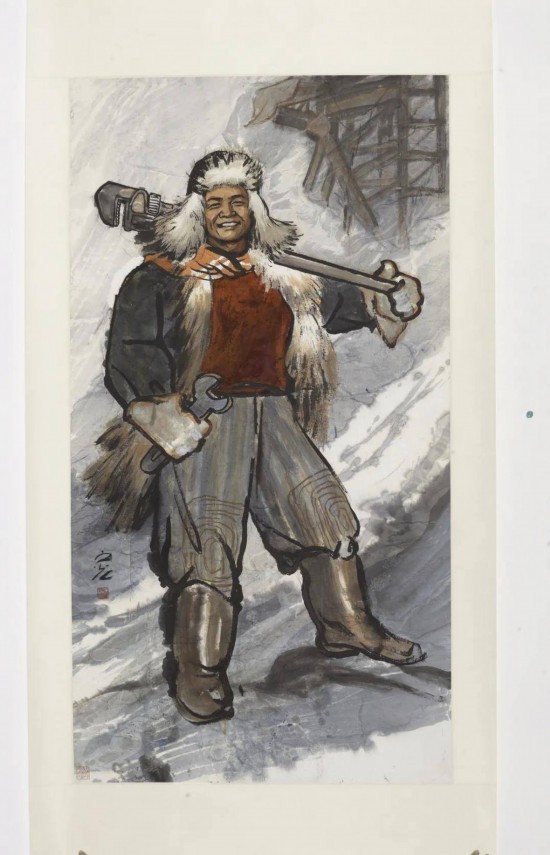 大庆人王进喜 谢之光 中国画 177×94cm (无年款) 上海中国画院 推荐