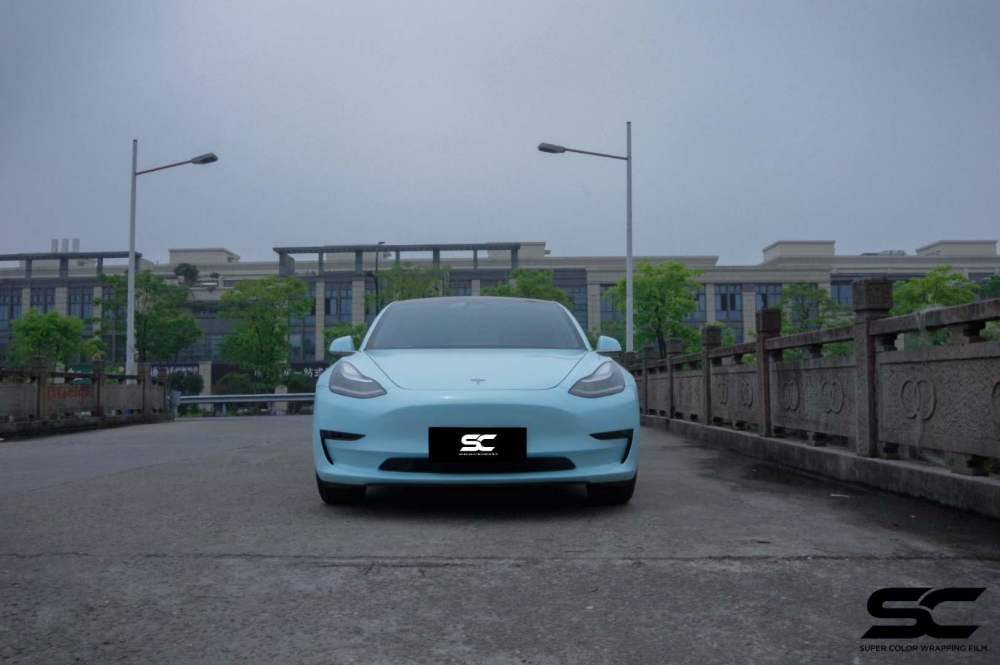 特斯拉MODEL3全车贴膜SC改色膜冰川蓝