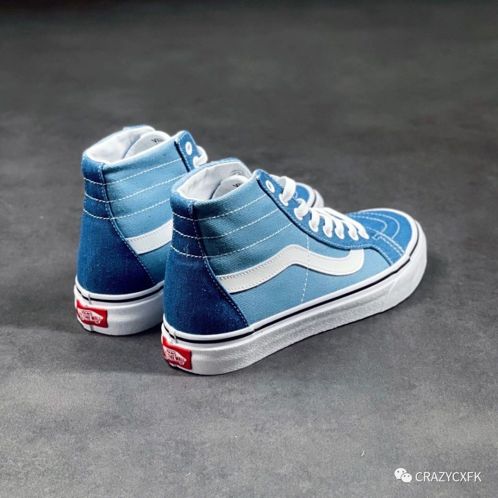 萬斯 vans sk8-hi tapered系列 夏季牛仔藍拼色帆布鞋,復古高幫帆布鞋