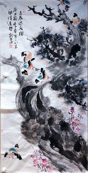 关伟吉鸟迎春图