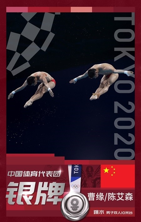 曹缘/陈艾森夺得跳水男子双人10米台银牌