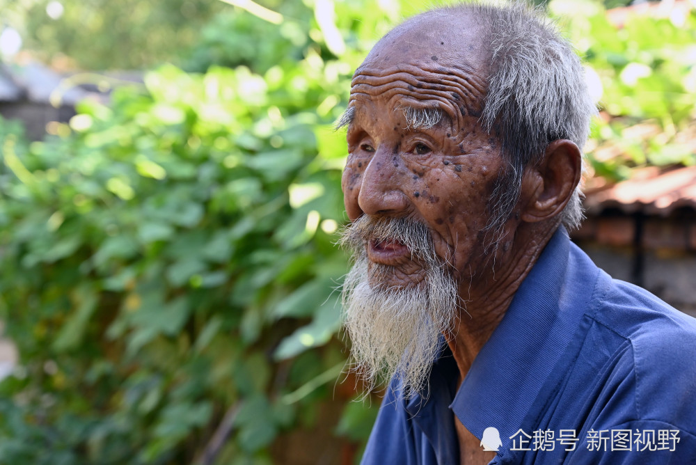 101岁长寿爷爷,1天喝两壶好茶,5天抽1斤旱烟,白胡子都熏黄了