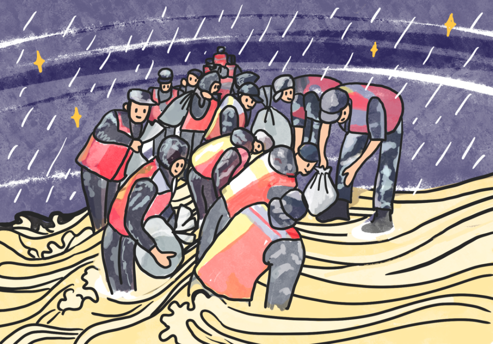 河南暴雨下的人们,中国的人间温暖.