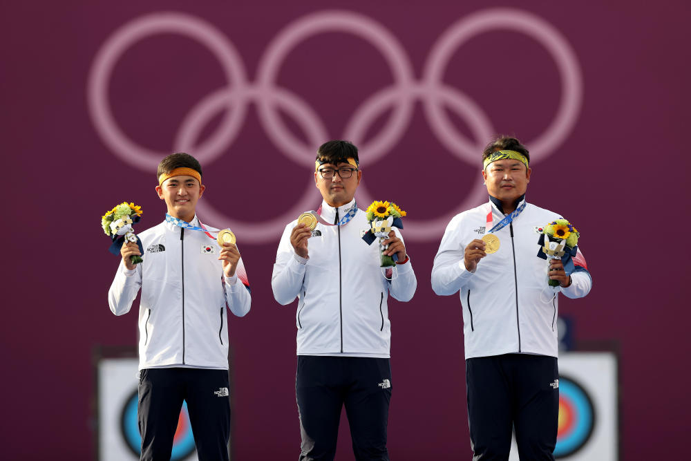 奥运金牌射箭男子团体赛决赛韩国队近6届第5次夺得金牌