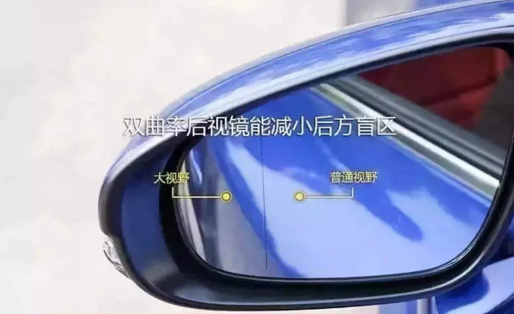 其实,带有这条线的后视镜是双曲率后视镜.