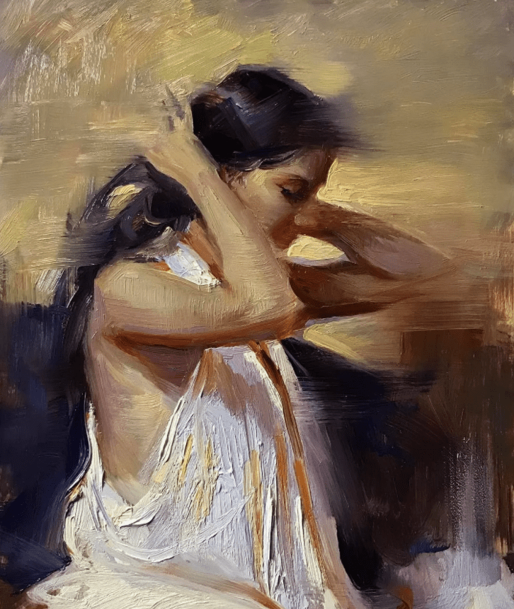 她擅长捕捉情绪,油画人体的皮肤质感美好而细腻