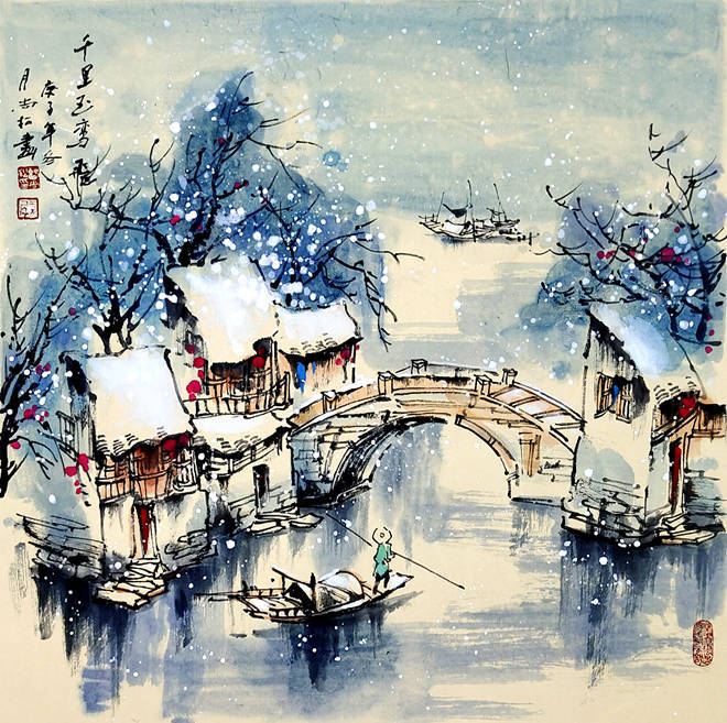 烟雨遥 碧波莹——赏画家曹尚松江南水乡系列作品_腾讯新闻