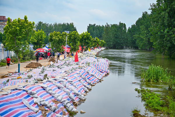 周口西华防汛最新情况:城区贾鲁河水位已下降6～7公分,河水变清
