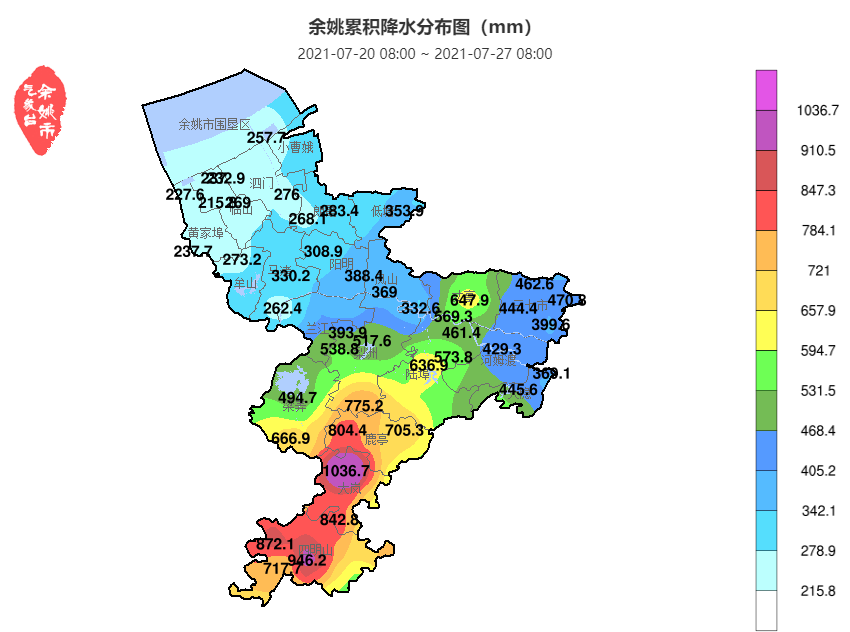 原紀錄為樂清砩頭站916毫米,是2004年第14號颱風