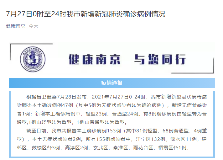 南京新增新冠肺炎确诊病例47例和无症状感染者1例,详情公布
