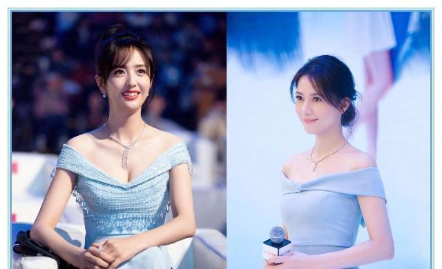 当佟丽娅和高圆圆同穿蓝色一字肩网友气质终究敌不过女人味