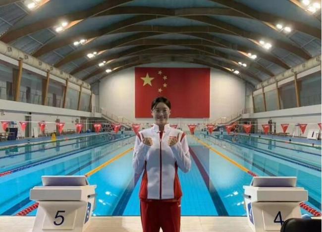 天津市体育局的公众号今日发文,热烈祝贺天津市游泳选手董洁,为天津队