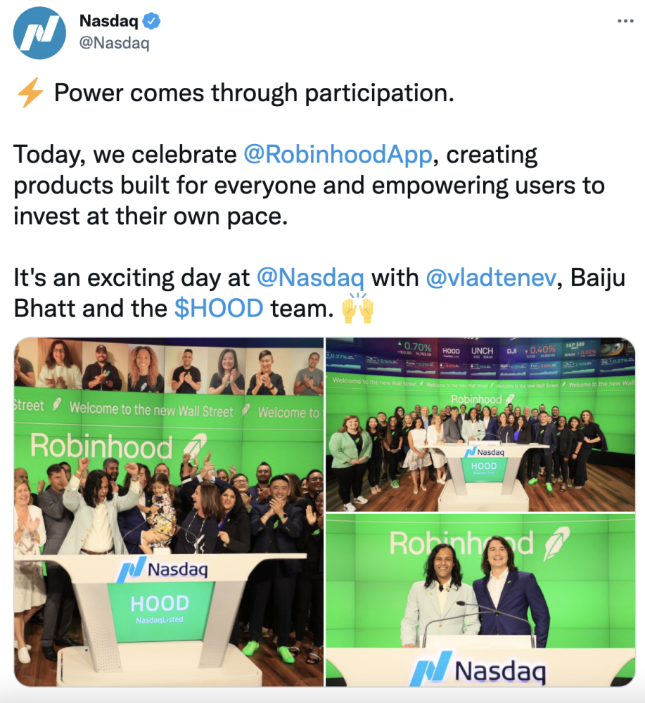 此前消息,robinhood宣布通过ipo发行的5500万股普通a