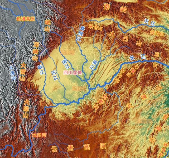 岷山山脉地形图图片