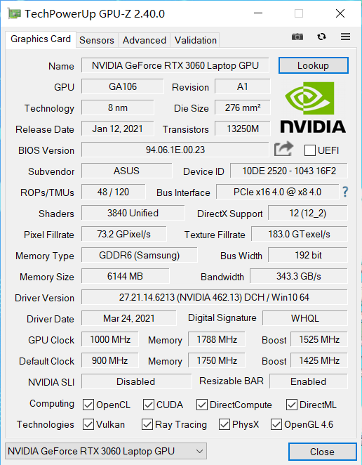 intel core i7-11800h处理器和nvidia geforce rtx 3060笔记本电脑gpu