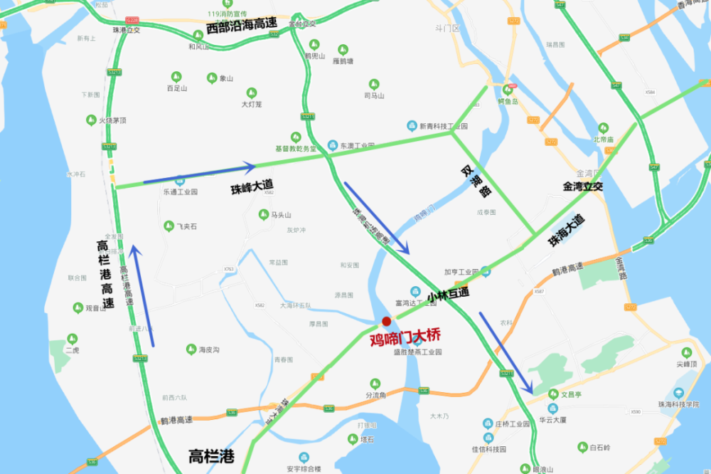 建議繞行路線:高欄港高速——西部沿海高速——坦洲收費站▼ 金鼎,唐