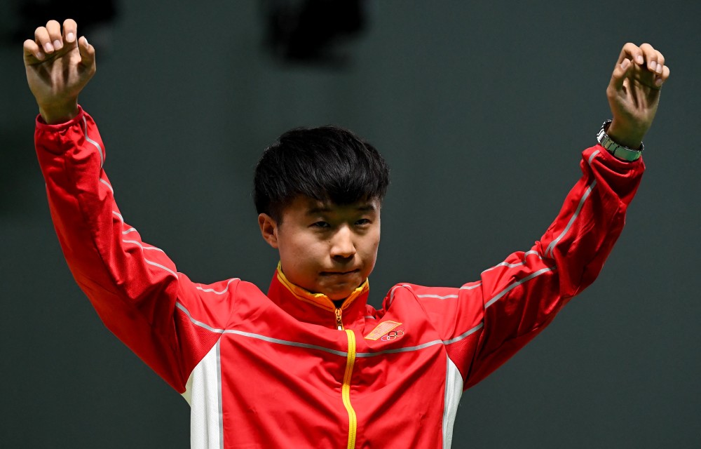 奥运射击男子25米手枪速射资格赛林俊敏暂居第五李越宏暂列第七