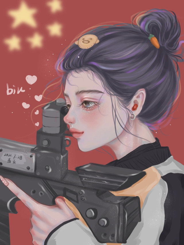 奥运双冠杨倩 手绘头像