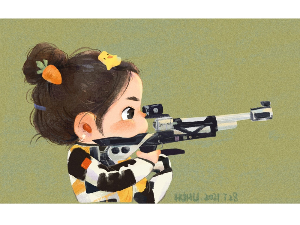 奥运双冠杨倩 手绘头像