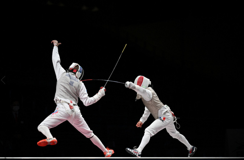 奥运金牌-击剑男子团体花剑决赛收官 法国队战胜俄罗斯奥委会队夺冠