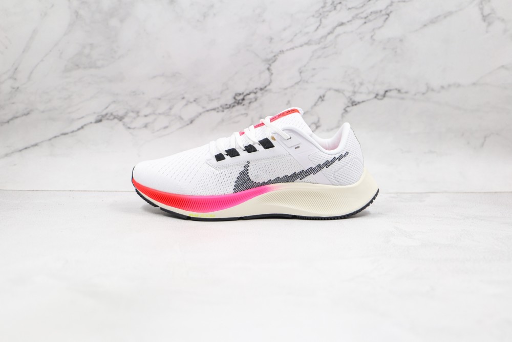 耐克nikeairzoompegasus38登月38代白粉色线条钩慢跑鞋