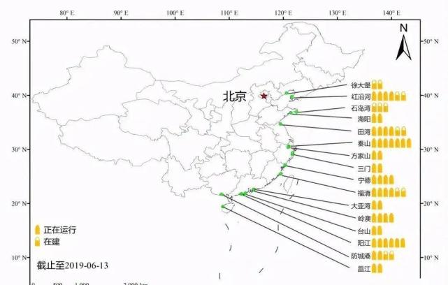 中國16個核電站地域分佈廣東四個浙江三個徐大堡石島灣在建