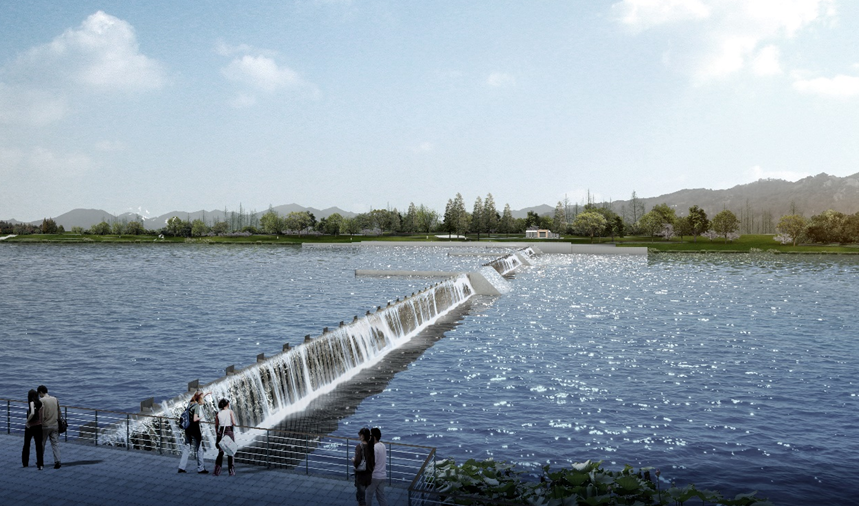 效果图:水闸形成一道天然瀑布