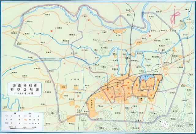 改稱濟南市,當時的面積只涵蓋黃河以南的地方,大致相當於今天的槐蔭