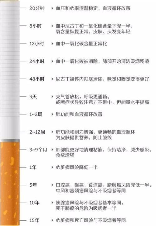 戒烟后身体各器官会发生哪些变化