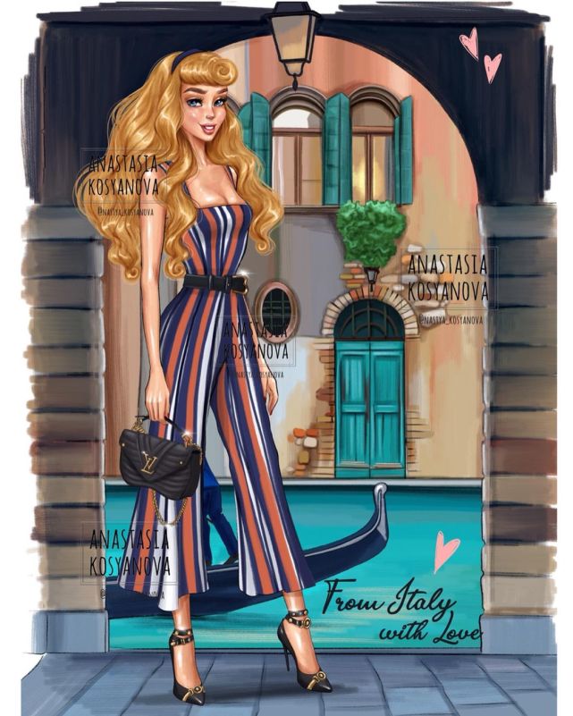 迪士尼公主换上现代穿搭look,插画家打造时髦的公主装扮!