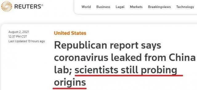美国最高情报机构曾表示,它同意科学界的共识,即新冠病毒并非人造或