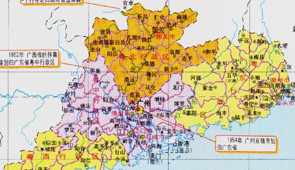 廣東省的區劃調整21個地級市之一惠州市如何有5個區縣