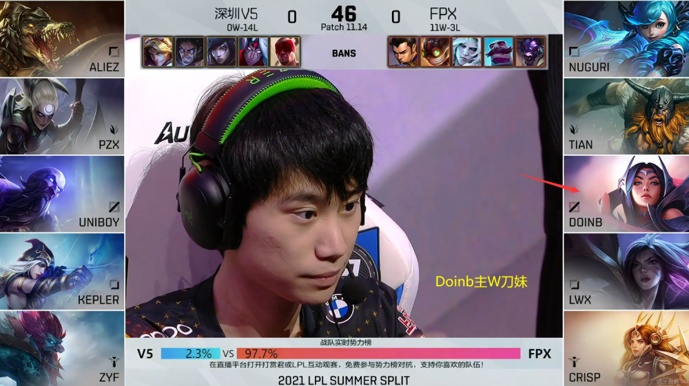 刘青松日女先手指到kepler寒冰,但zyf的丛刃巨魔对拼伤害更高,一路追