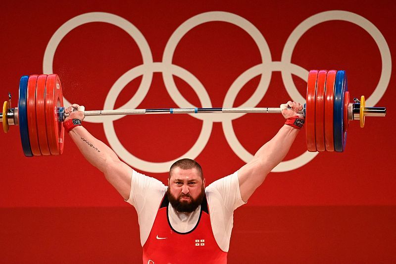 举重男子组109公斤以上级决赛塔拉卡哈德泽打破世界纪录夺冠 自动播放