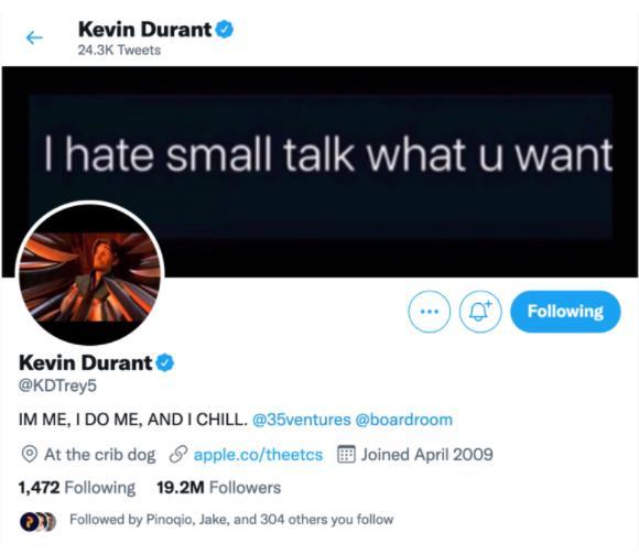 杜兰特换头像期待与喷子对线 我喜欢推特想要把自己想法分享给别人 全网搜