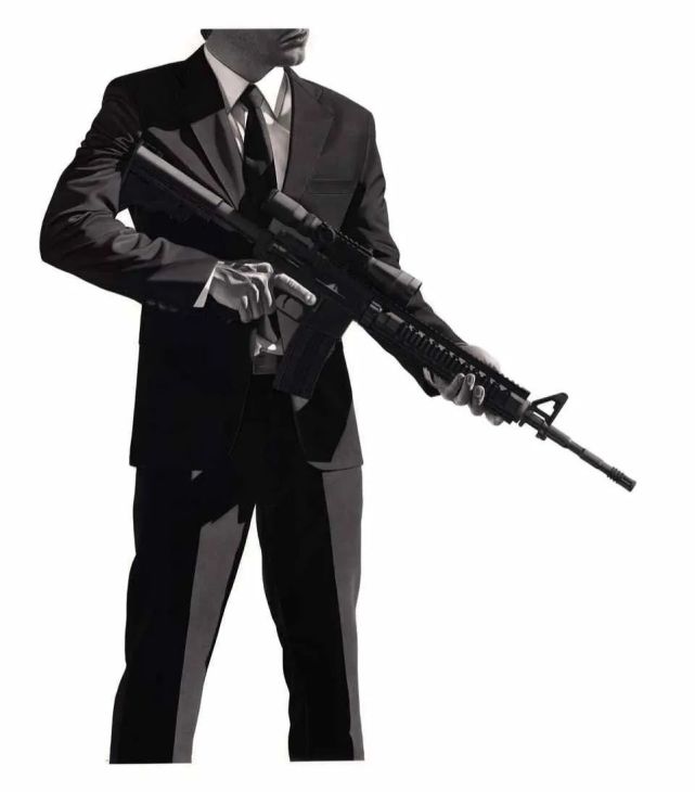 绘画素材凶残西装暴徒黑西装与重武器简直不要太搭