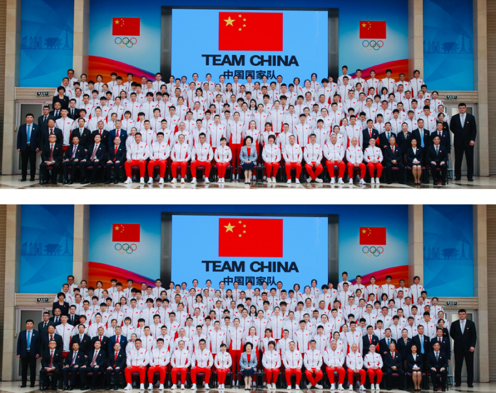 中国国家队合影来袭,红白配色很惹眼,这张照片得值多少块奖牌