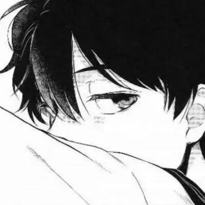 微信头像黑白风动漫男生头像
